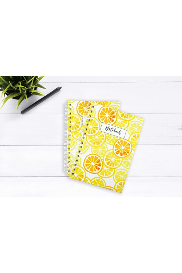 Orange Patterned Unlined Spiral Notebook - 3