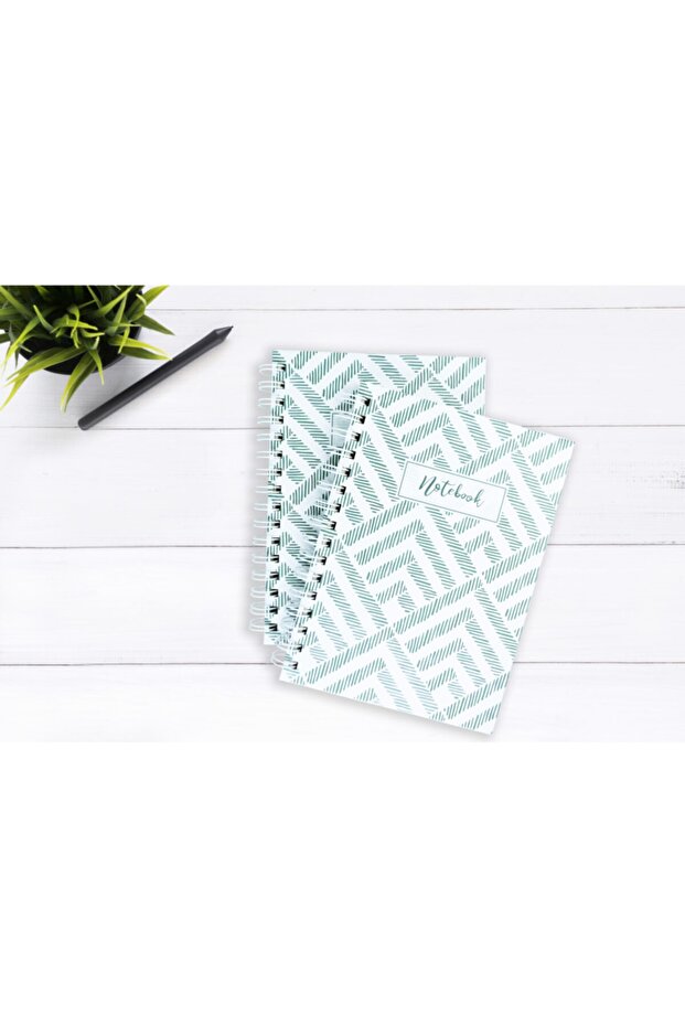Line Patterned Unlined Spiral Notebook - 3