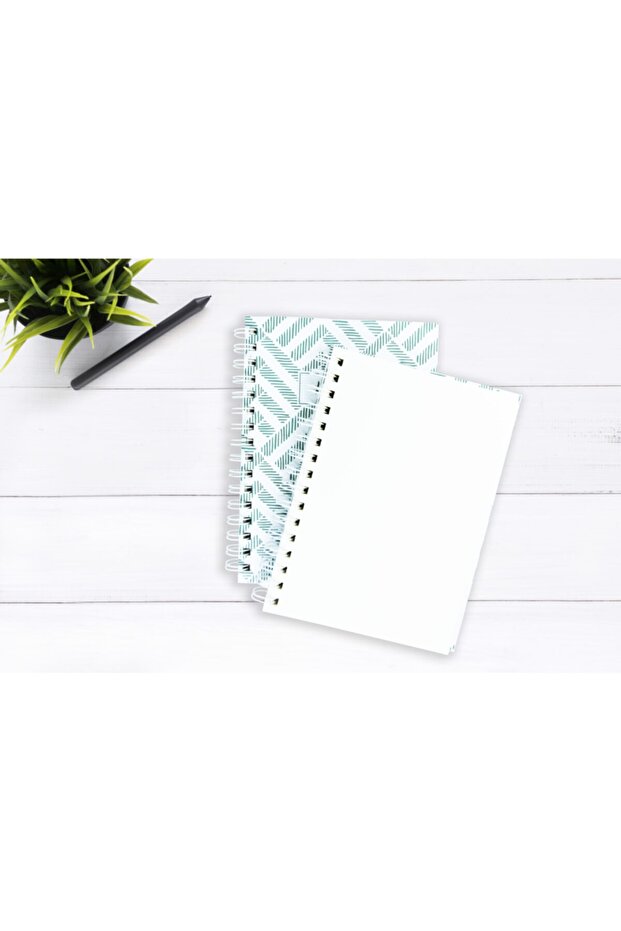 Line Patterned Unlined Spiral Notebook - 4