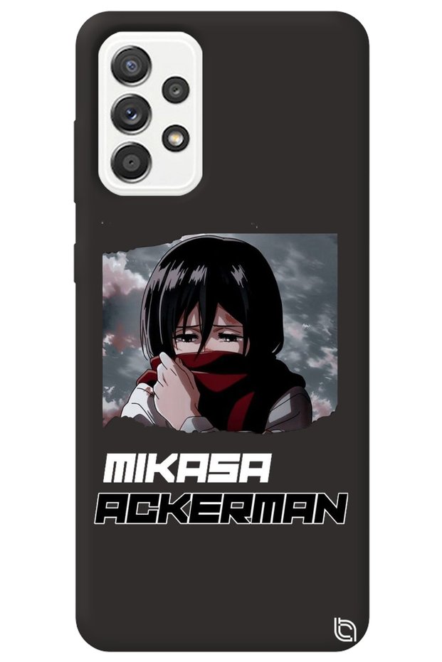 Silicone Phone Case for Samsung Galaxy A72 Black Premium Inside Velvet Attack on Titan Mikasa Pattern