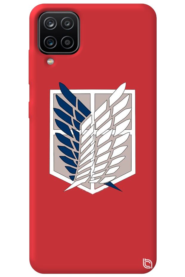 Samsung Galaxy A12 Red Premium Velvet Attack on Titan Patterned Silicone Phone Case