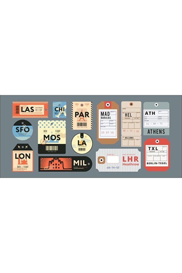 Vintage Flight Luggage Card Sticker 13 Pieces Waterproof Anti-Scratch