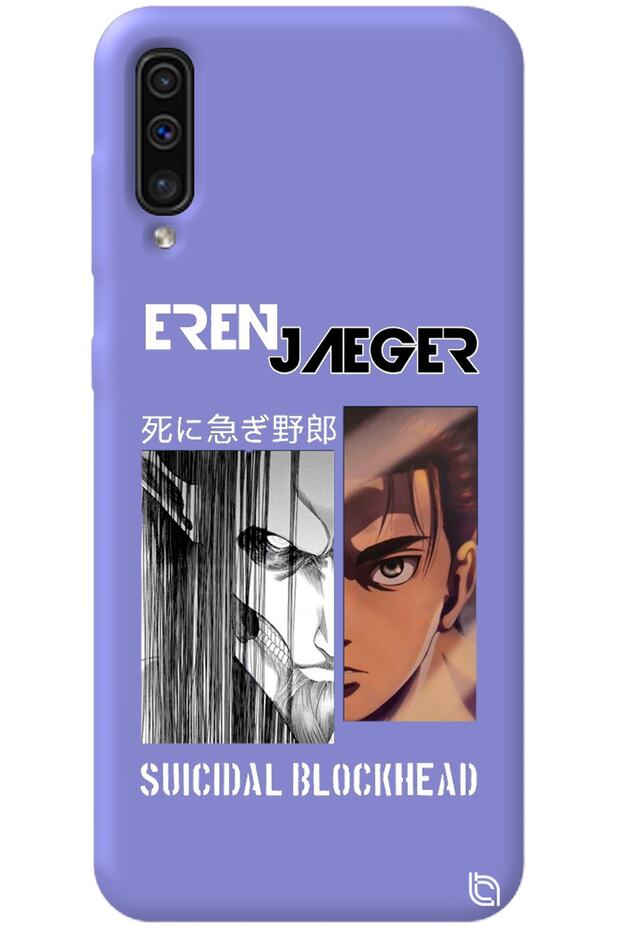 Samsung Galaxy A70 Lilac Premium Velvet Attack on Titan Eren Patterned Silicone Phone Case
