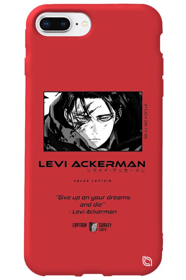 iPhone 7 Plus Red Premium Velvet Inside Attack on Titan Levi Patterned Silicone Phone Case
