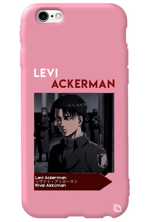 iPhone 6 6S Pink Premium Velvet Inside Attack on Titan Levi Patterned Silicone Phone Case