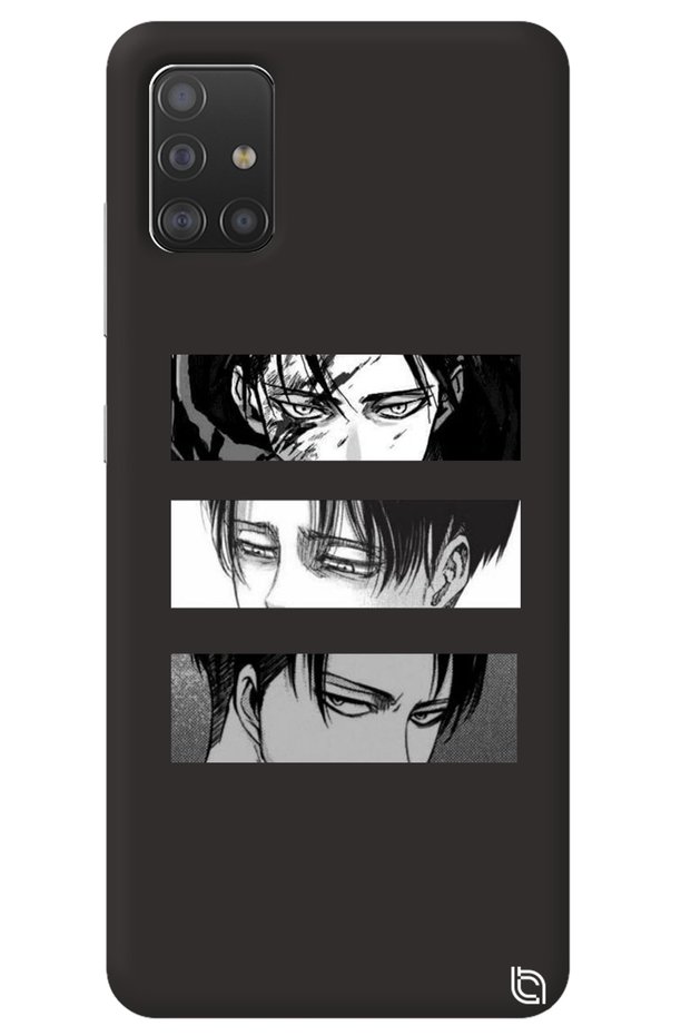 Samsung A71 Black Premium Velvet Inside Attack on Titan Patterned Silicone Phone Case