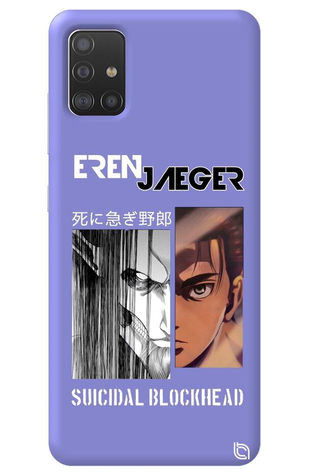 Samsung A51 Lilac Premium Velvet Attack on Titan Eren Patterned Silicone Phone Case