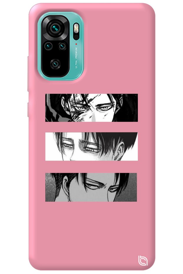 Xiaomi Redmi Note 10 Pink Premium Velvet Inside Attack on Titan Patterned Silicone Phone Case