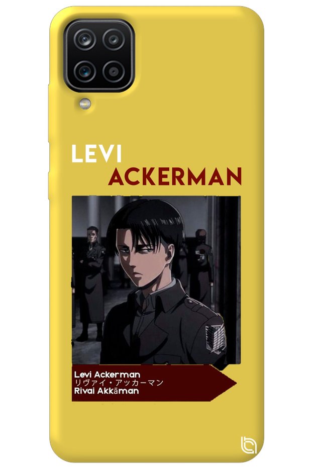 Samsung Galaxy A12 Yellow Premium Velvet Attack on Titan Levi Patterned Silicone Phone Case