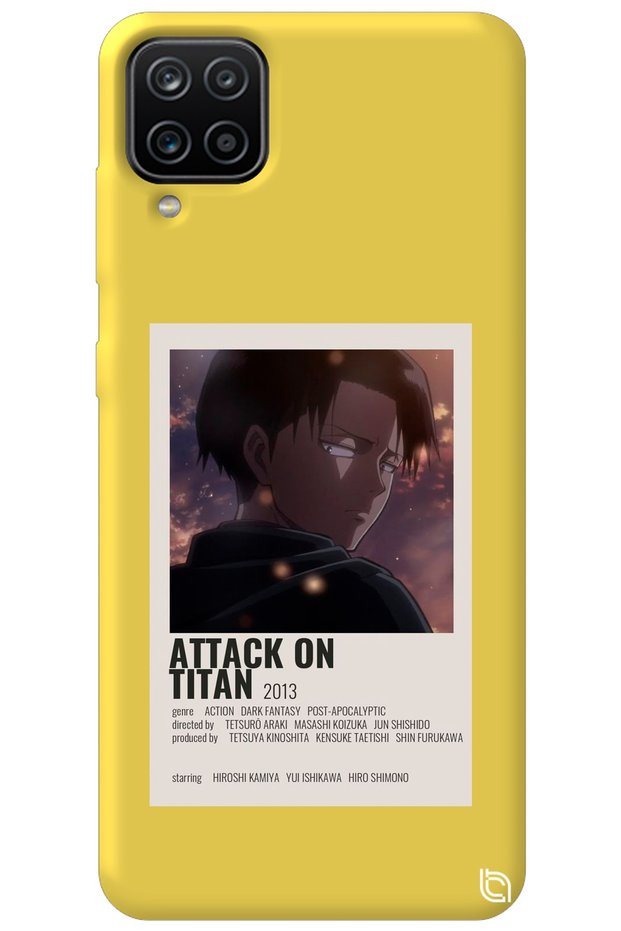Samsung Galaxy A12 Yellow Premium Velvet Attack on Titan Levi Patterned Silicone Phone Case