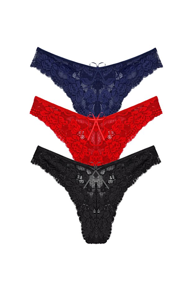 3-Piece Full Lace Brazilian Women's Panties