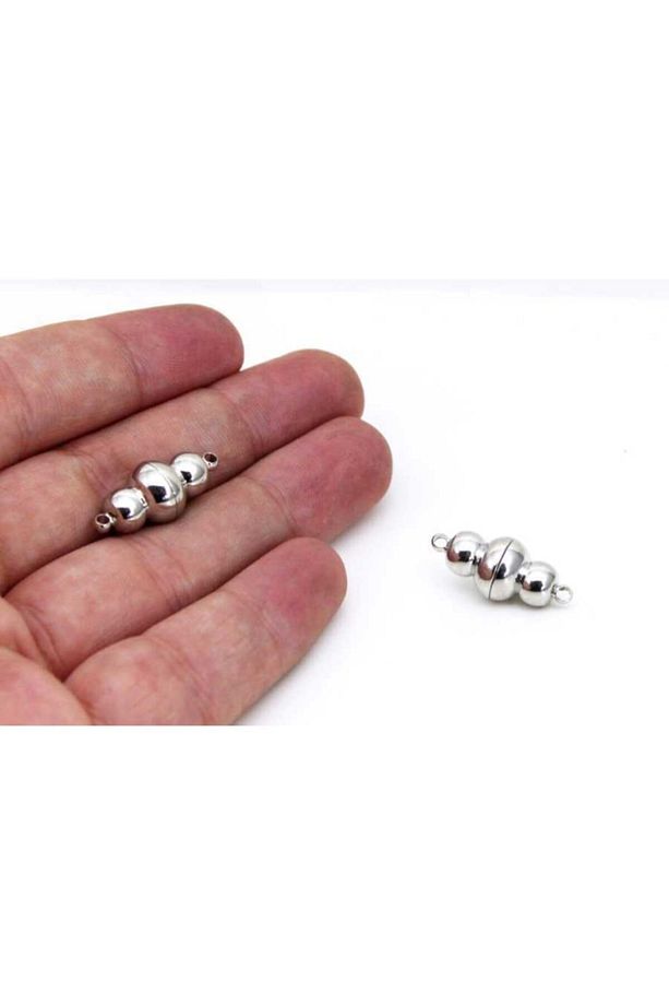 1 Adet - 10x22 Mm Mıknatıslı Klips, Takı Klipsi, Bileklik Klipsi, Kolye Klipsi, Nikel Kaplama - 2