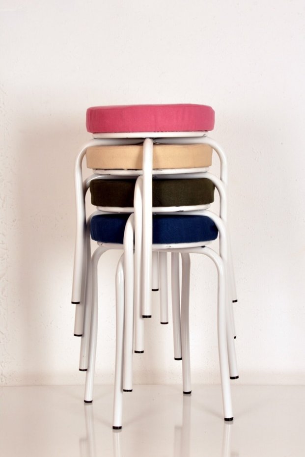 4 Piece Thai Feather-3 Color White Profile Stool Octopus Stool Kitchen Stool Iron Stool