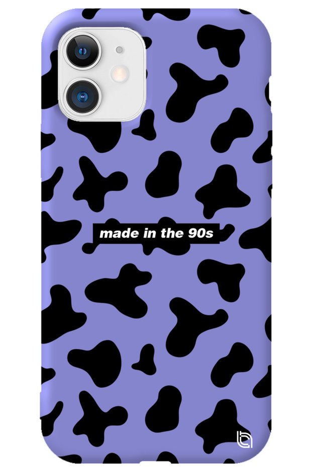 Iphone 11 Lilac Color Premium 90s Pattern Silicone Phone Case with Velvet Inside