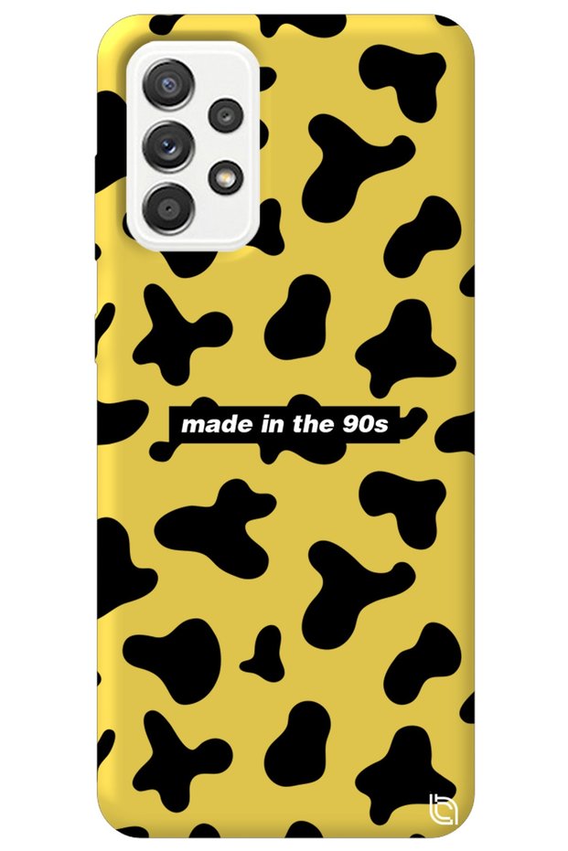 Samsung Galaxy A52 Yellow Color Premium Silicone Phone Case with Velvet 90s Pattern Inside