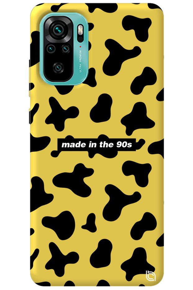 Xiaomi Redmi Note 10 Yellow Color Premium Velvet Inside 90S Patterned Silicone Phone Case