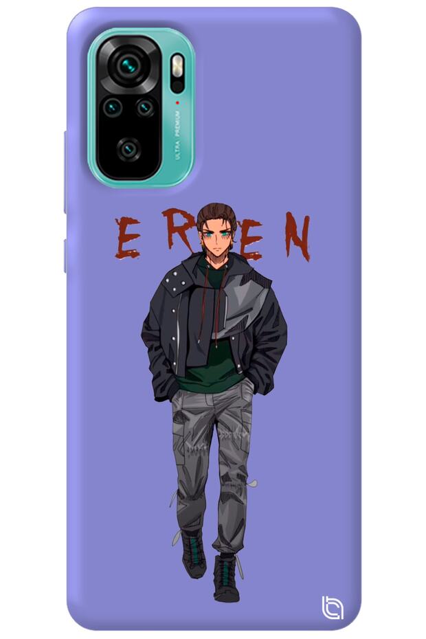 Xiaomi Redmi Note 10S Lilac Premium Velvet Attack on Titan Eren Patterned Silicone Phone Case