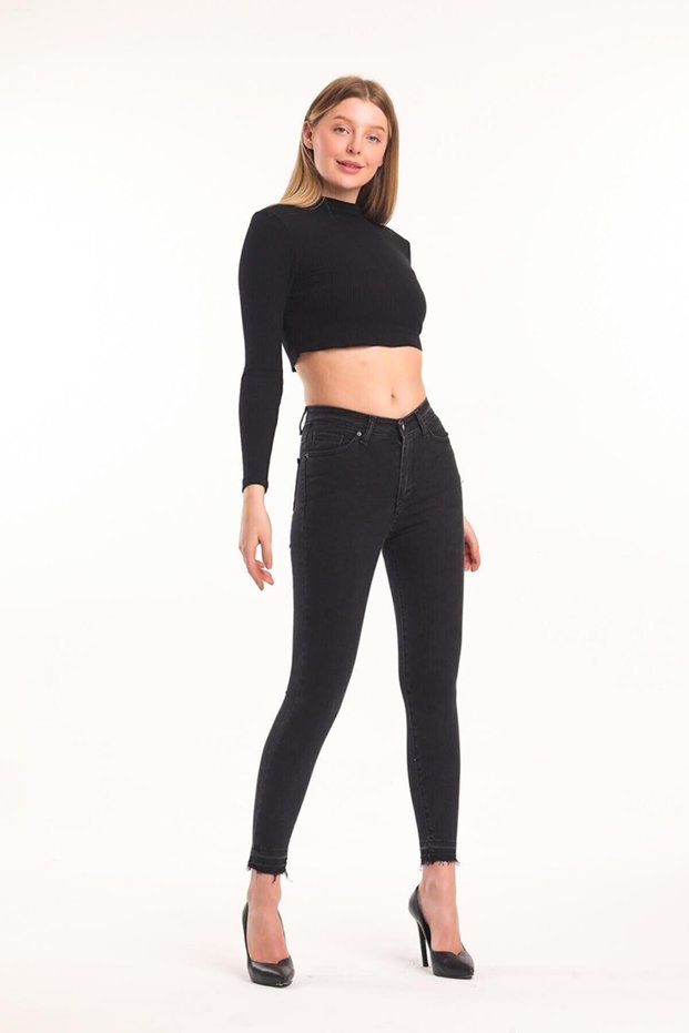 Moliy Gold Jet Black Jeans Pants (gathering)