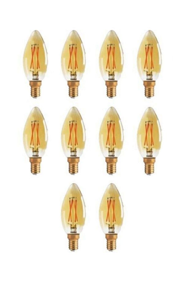 4w E14 Sarı Işık Amber Rustik Mum Led Ampul 10'lu Paket - 1