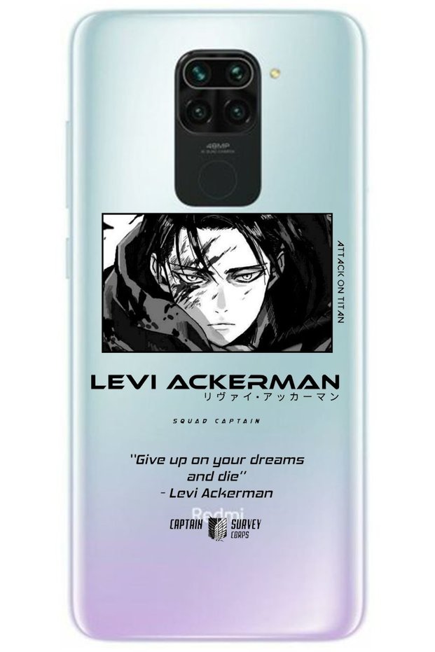 Xiaomi Redmi Note 9 Attack on Titan Levi Pattern Patterned Transparent Silicone Case