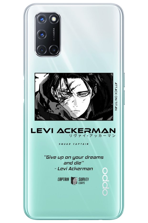 Oppo A52 Attack on Titan Levi Patterned Transparent Silicone Phone Case