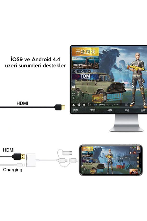 Ally 3 In1 Hdmı Dijital Av Adaptörü Iphone-android-usb Type C+micro Usb - 2