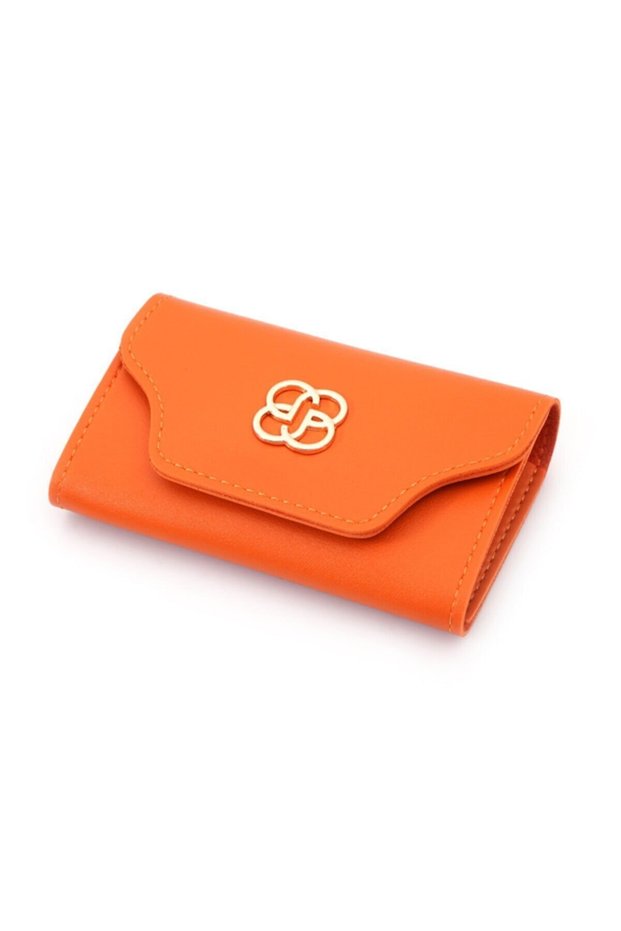 Women's Orange Accordion Model Card Holder Wallet 11x8 Cm