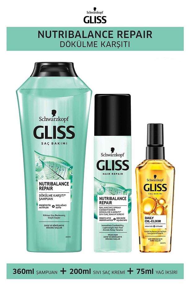 Nutribalance Dökülme Karşıtı Şampuan 360ml+sıvı Saç Kremi 200 Ml+ultimate Oil Elixir Yağ Iksiri 75ml - 1