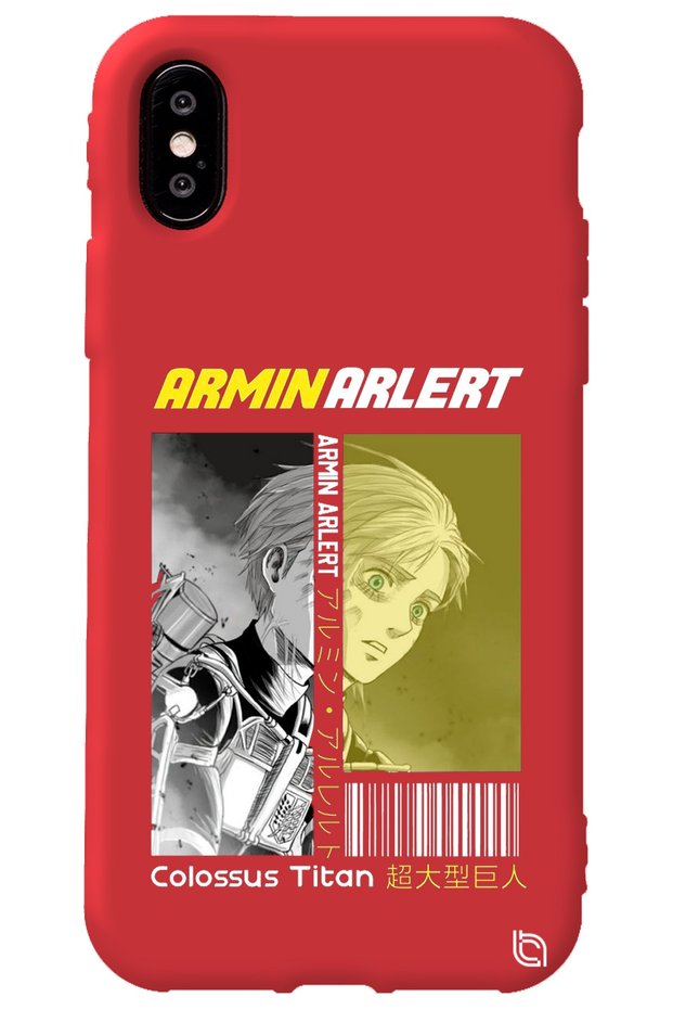 Iphone Xs Red Premium Silicone Phone Case with Velvet Attack On Titan Pattern Inside