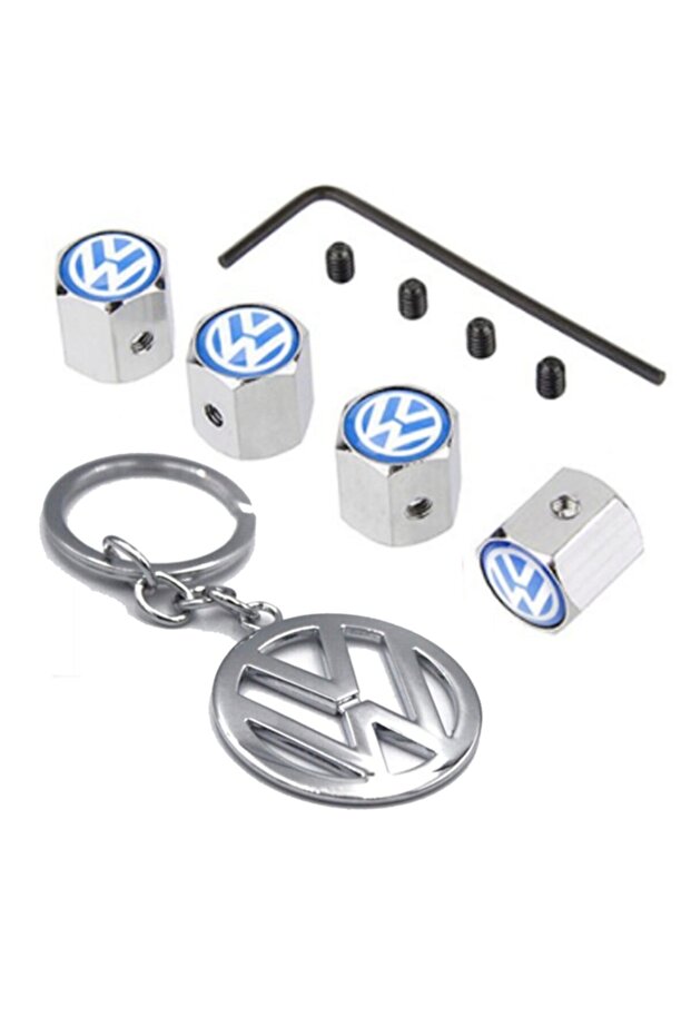 Volkswagen Golf 5 Blue Logo Valve Cover Chrome Allen Model and Keychain