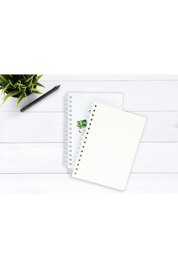 Cactus Patterned Unlined Spiral Notebook - 4