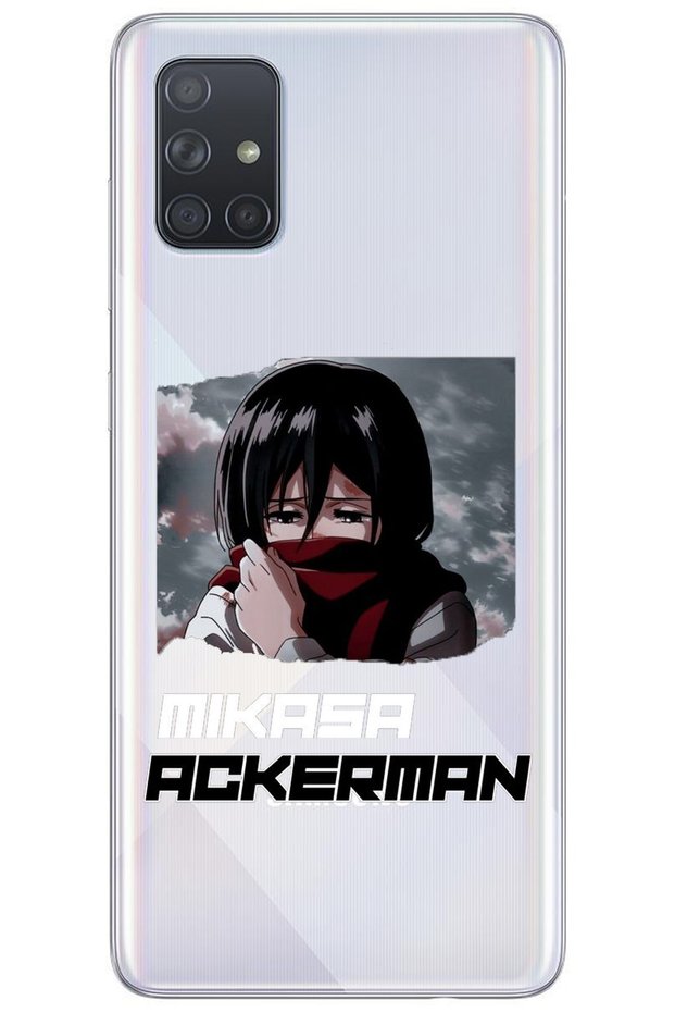 Samsung A71 Attack on Titan Mikasa Patterned Transparent Silicone Phone Case