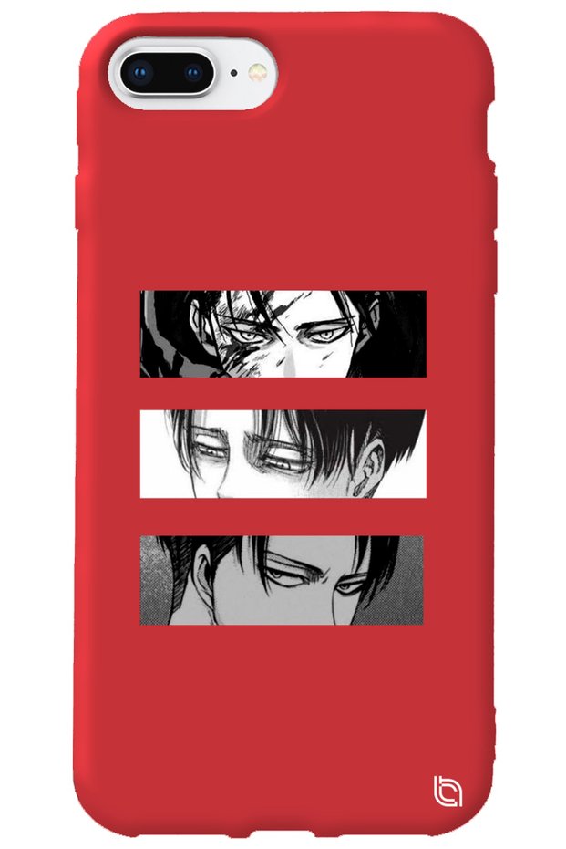 iPhone 8 Plus Red Premium Velvet Attack on Titan Patterned Silicone Phone Case