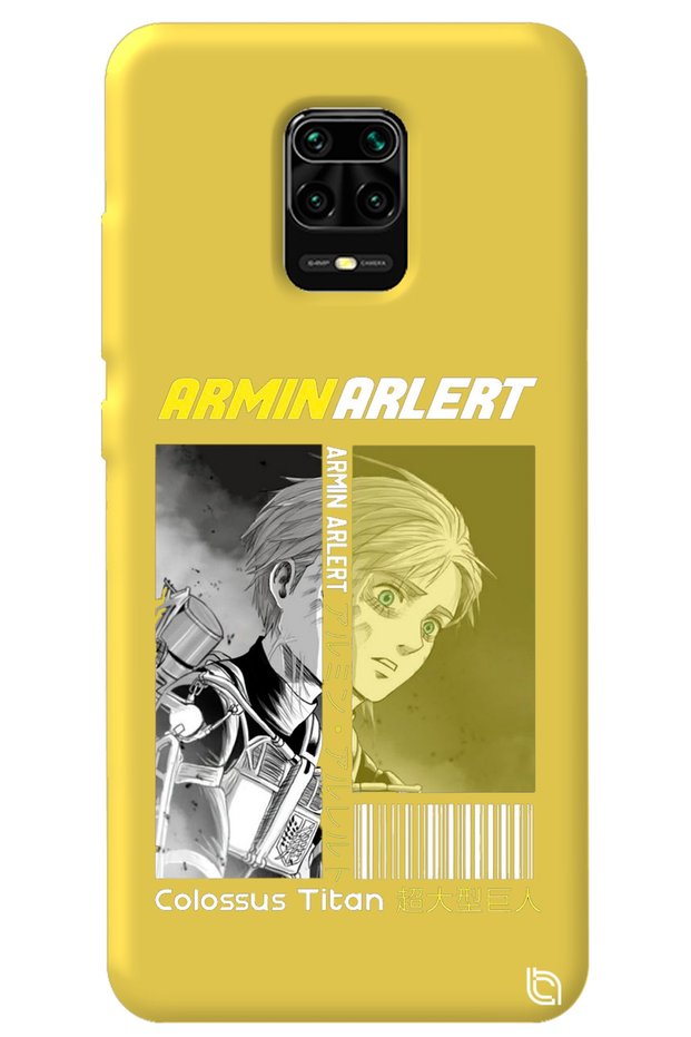 Xiaomi Redmi Note 9 Pro Yellow Premium Velvet Inside Attack on Titan Patterned Silicone Phone Case