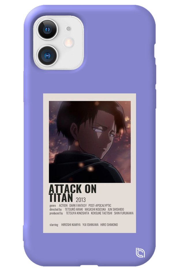 iPhone 11 Lilac Premium Velvet Attack on Titan Levi Patterned Silicone Phone Case