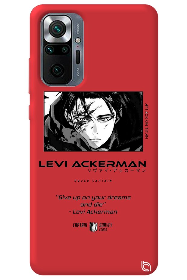 Xiaomi Redmi Note 10 Pro Red Premium Velvet Attack on Titan Patterned Silicone Phone Case