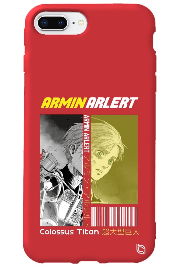 iPhone 7 Plus Red Premium Velvet Attack on Titan Patterned Silicone Phone Case