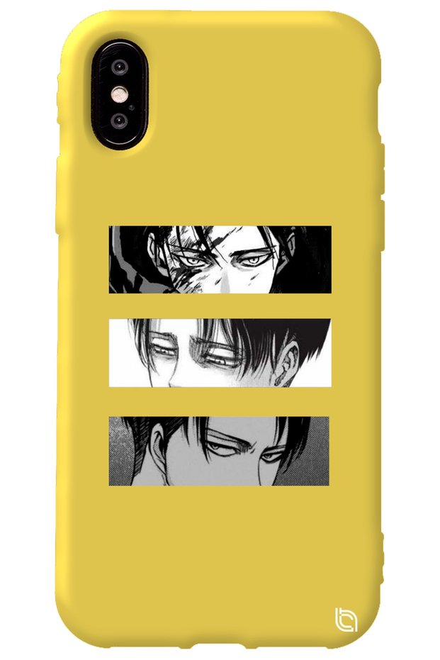 iPhone XS Compatible Yellow Premium Velvet Attack on Titan Patterned Silicone Phone Case