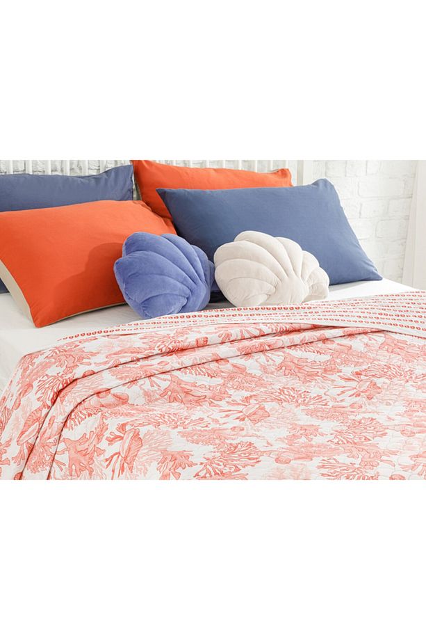 Coral Tek Kişilik Çift Taraflı Yatak Örtüsü 160x220 Cm Mercan - 3