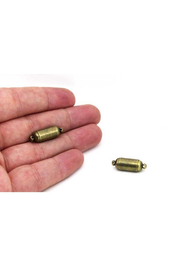 1 Adet - 8x23 Mm Mıknatıslı Klips, Takı Klipsi, Bileklik Klipsi, Kolye Klipsi, Antik Sarı Kaplama - 1
