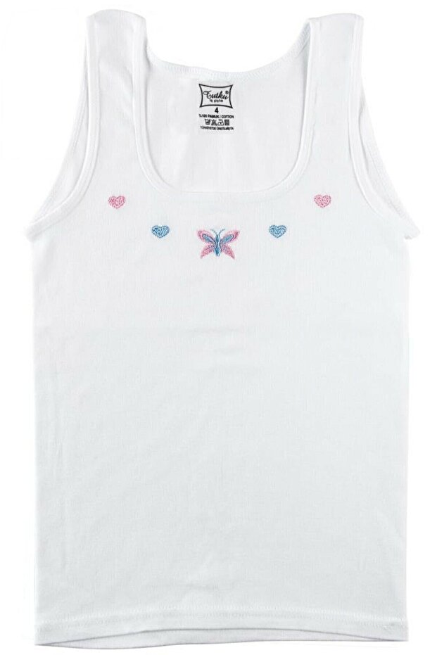Pack of 9 Tutku Girl's 100% Cotton Thick Strap Embroidered Undershirt