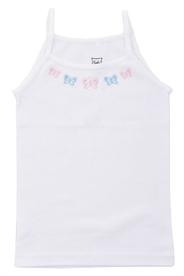 Pack of 9 Tutku Girl's 100% Cotton Rope Strap Embroidered Undershirt