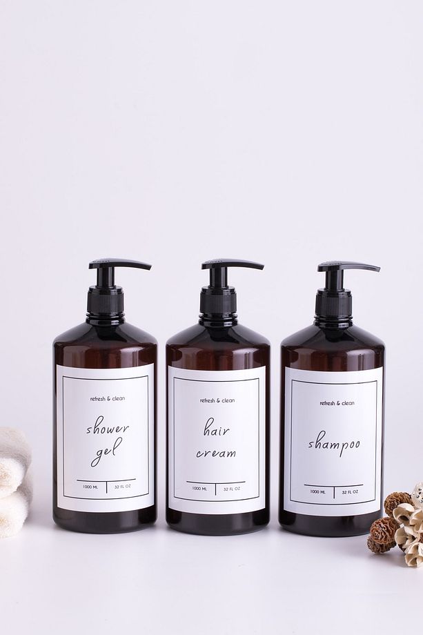 Amber Cam Görünümlü Plastik Shampoo (şampuan) Şişe 1000ml - 2