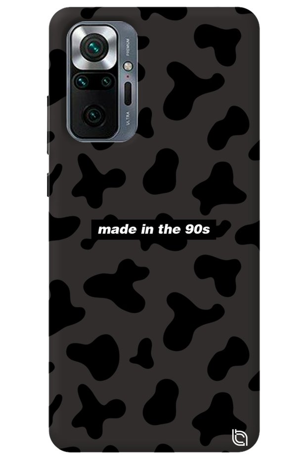 Xiaomi Redmi Note 10 Pro Black Color Premium Velvet Inside 90S Patterned Silicone Phone Case