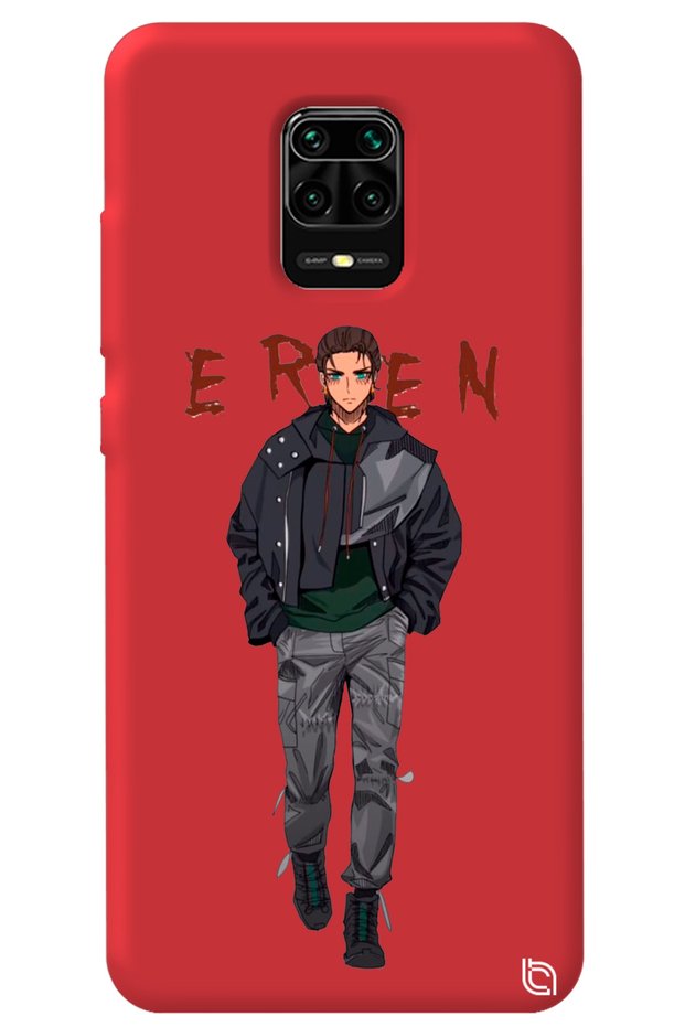 Xiaomi Redmi Note 9 Pro Red Premium Velvet Attack on Titan Patterned Silicone Phone Case