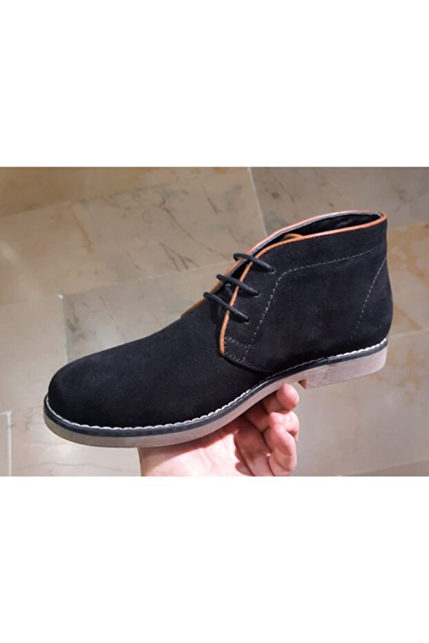 Hakiki Deri Anatomik Taban Unisex Haşpapi Siyah Süet Bot - 3