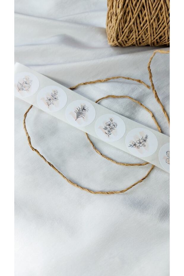 Yapışkanlı Etiket - Çiçekli Etiket (3 CM) 48 Adet - 3