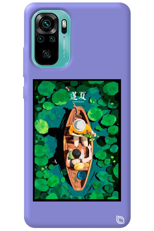 Xiaomi Redmi Note 10 Lilac Color Premium Velvet Inside Boat Pattern Silicone Phone Case