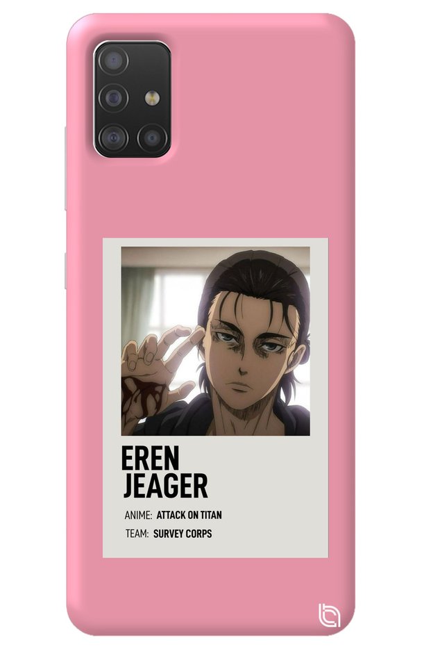 Samsung A71 Pink Premium Velvet Inside Attack on Titan Patterned Silicone Phone Case