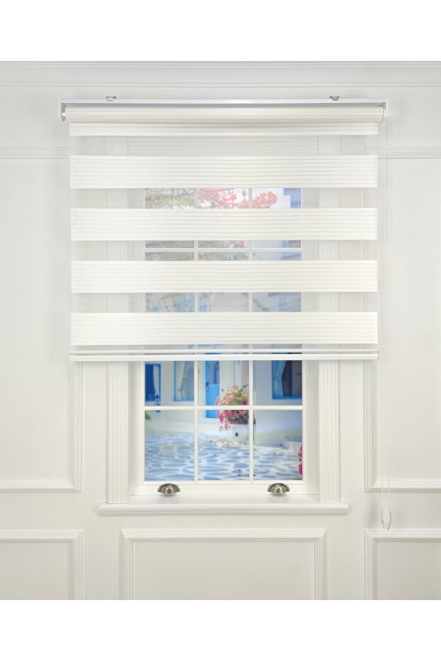 Beyaz Pliseli Simli Zebra Perde - 2